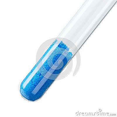 Cupric sulfate in test tube over white Stock Photo