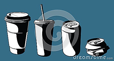 Cups and Cans Vector Illustration