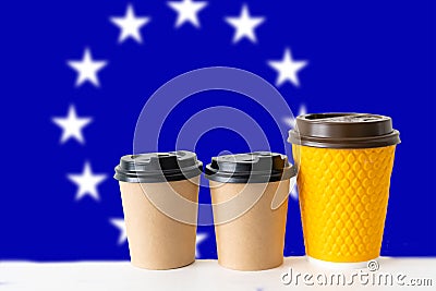 cups of coffee flag of the European Union Stock Photo