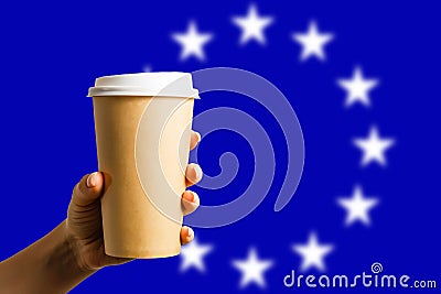 cups of coffee flag of the European Union Stock Photo