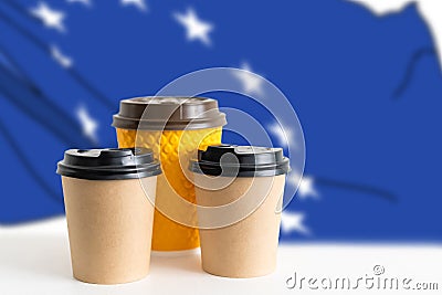 cups of coffee flag of the European Union Stock Photo