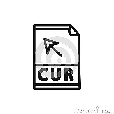 CUR File Document Icon linear vector graphics sign Vector Illustration