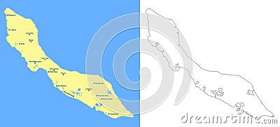 Curacao island map - cdr format Vector Illustration