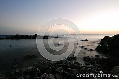 Curacao, long exposure classic seascape after sunset Stock Photo