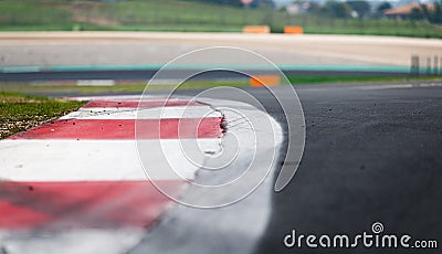 Curb close up on asphalt track motor sport detail selective focus Stock Photo