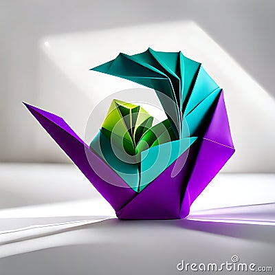 Curbed Abstract Origami Shape Stock Photo