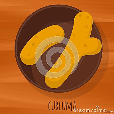 Curcuma flat design vector icon. Vector Illustration