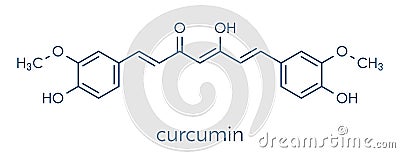 Curcumin turmeric spice molecule. Skeletal formula. Vector Illustration