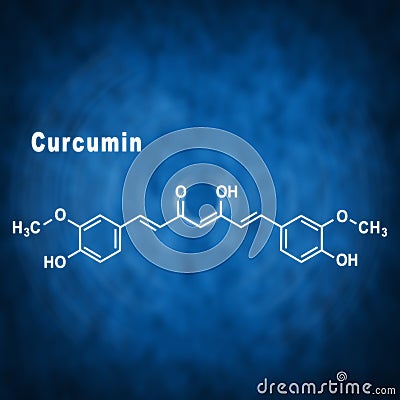 Curcumin turmeric spice, Structural chemical formula Stock Photo