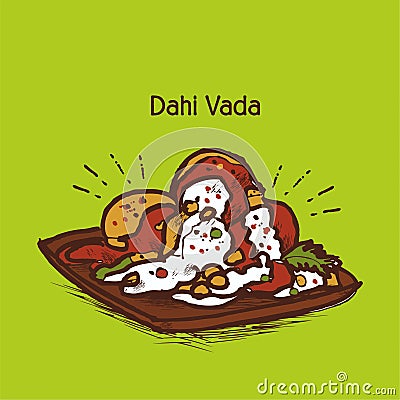 Indian snack dahi vada vector illustration Vector Illustration