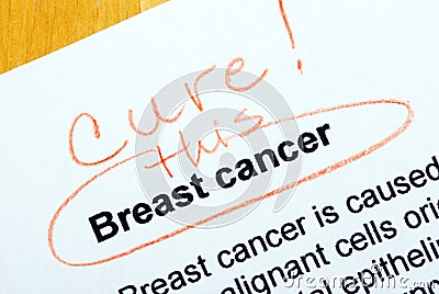 'Cure this' breast cancer text Stock Photo