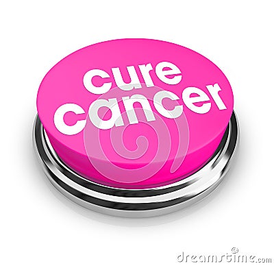 Cure Cancer - Pink Button Stock Photo