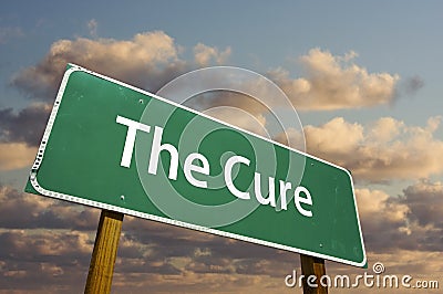 The Cure Green Road Sign Stock Photo