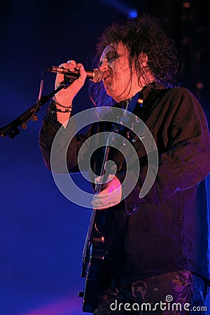 The Cure , Robert Smith during the concert Editorial Stock Photo