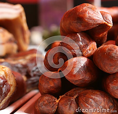 Cured Meat / Sausages Stock Photo