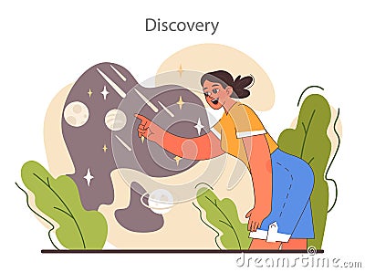 Curiosity set. Inquisitiveness and openness to new ideas and concepts. Vector Illustration