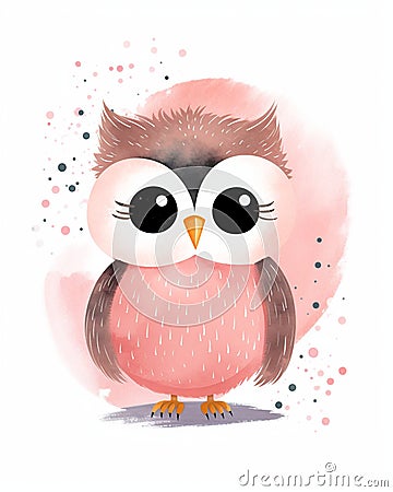 Curious Baby Owl Nursery Art Stock Photo