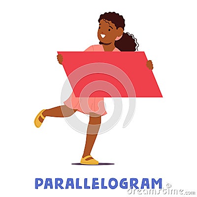 Curious Child Holds Parallelogram Shape Exploring Fascinating World Of Geometry Learning, Vector Illustration Vector Illustration