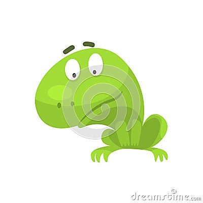 Curious Green Frog Funny Character Childish Cartoon Illustration Vector Illustration