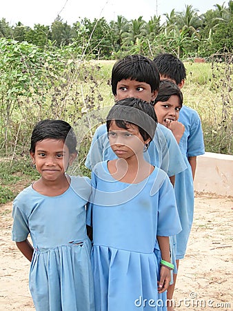 Curious Indian school children Editorial Stock Photo