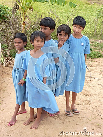 Curious local school children Editorial Stock Photo