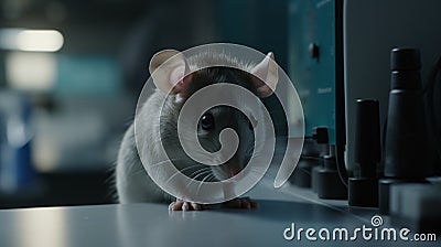 Curious rat being studied in lab Stock Photo