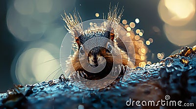 A curious squirrel captured in its natural habitat, displaying its playful and inquisitive nature. Generative AI Stock Photo