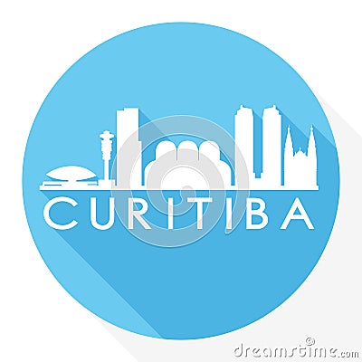 Curitiba Brazil Flat Icon Skyline Silhouette Design City Vector Art Round Logo. Vector Illustration
