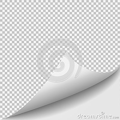 Curl corner paper template. Transparent grid. Empty background page Vector Illustration