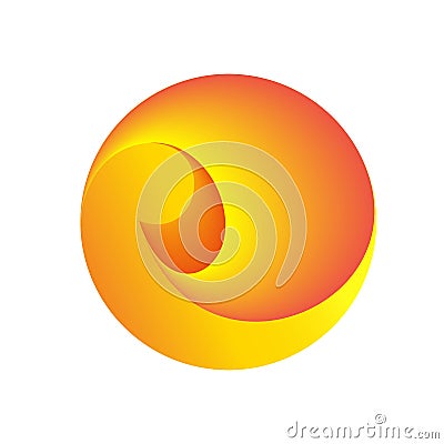 Curl inside the circle. Loop swirl going into perspective. Abstract spherical logo. The circles and spiral are woven Stock Photo