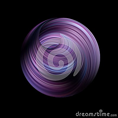 Curl inside the circle. Loop swirl going into perspective. Abstract spherical logo. The circles and spiral are woven Stock Photo