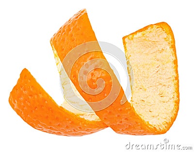 Curl mandarin peel isolated on white background Stock Photo