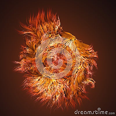 Curl noise flow abstract orange colored lines. 3d rendering Stock Photo