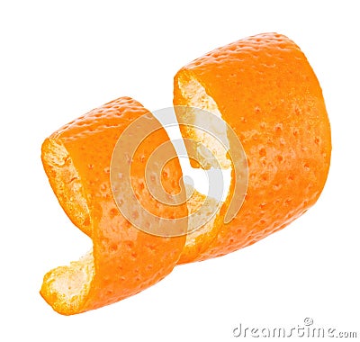 Curl orange peel isolated on white background Stock Photo