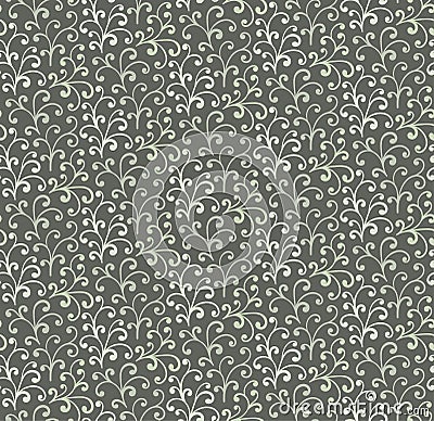 Curl seamless pattern. Khaki floral pattern for textile, cloth, wrapping paper, cover book. Vector illustration Vector Illustration