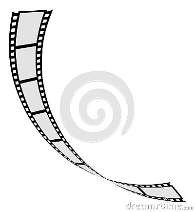 Curled cinema strip template. Blank film frames Vector Illustration