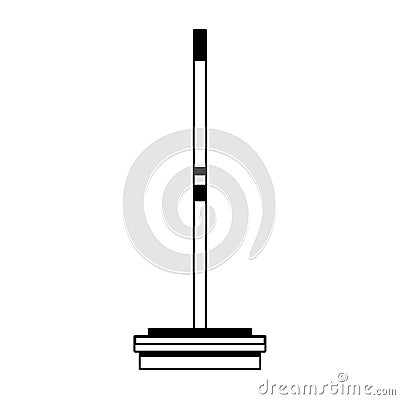 Curling broom extreme sport equipment in black and white Vector Illustration