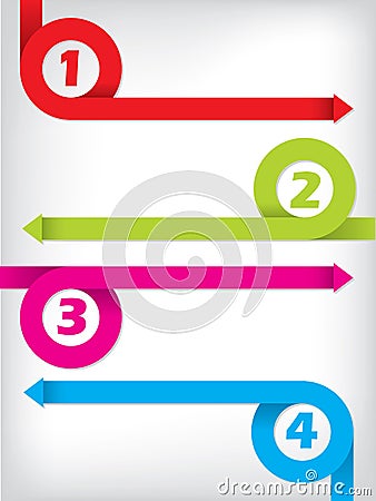 Curling color arrow infographic design Vector Illustration