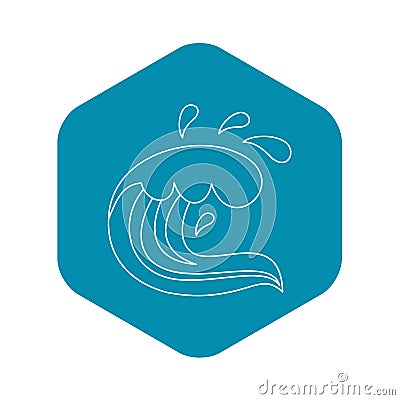 Curling and cracking wave icon, outline style Vector Illustration