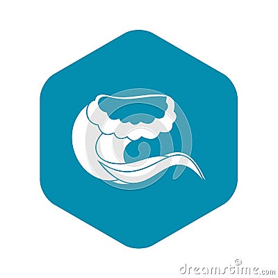 Curling and cracking wave icon, simple style Vector Illustration