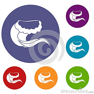 Curling and cracking wave icons set Vector Illustration