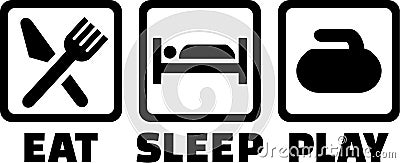 Curling Eat Sleep Play Vector Illustration