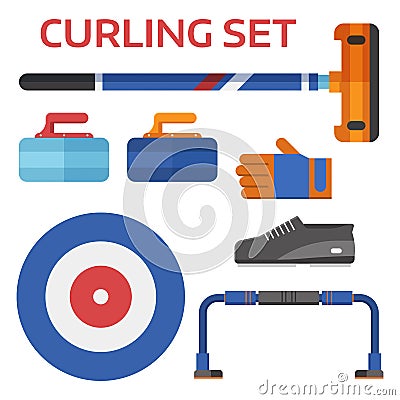 Curling Equipment Set Stock Photo