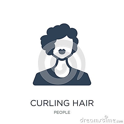 curling hair icon in trendy design style. curling hair icon isolated on white background. curling hair vector icon simple and Vector Illustration