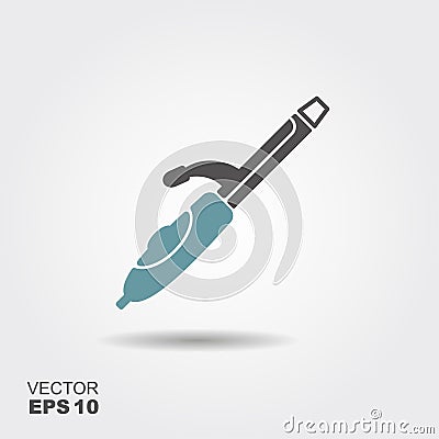 Curling iron Icon in flat style isolated on grey background. Vector Illustration