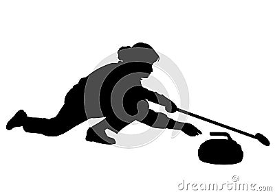 Curling player - woman Stock Photo