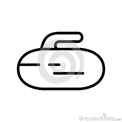 Curling Stone icon. Linear logo of winter Olympic game. Second name granite rock. Black simple illustration. Contour isolated Vector Illustration