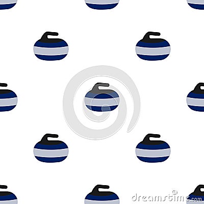 Curling stone vector seamless pattern. Simple curling rock icons isolated on a white background. Winter sport wallpaper Vector Illustration