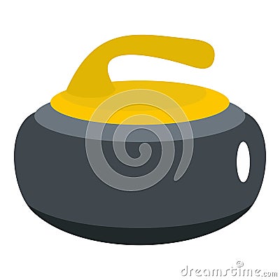 Curling stone with yellow handle icon Vector Illustration