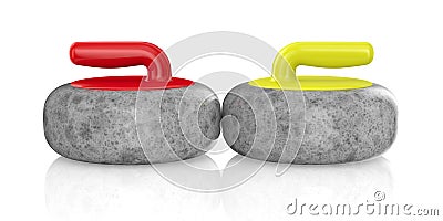 Curling stones on white background. Isolated 3D illustration Cartoon Illustration